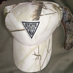 New With Tags Realtree Snow Camo Hat with New Jersey State Police Emblem